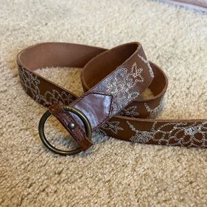 Hollister Brown Leather Belt with Gold Accents